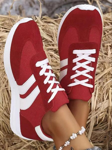 Women's Fashionable Patchwork Lace Up Low Top Sneakers, Casual Comfortable Breathable Sports Running Shoes, All-match Basic Shoes for Daily Wear, Sporty Running Shoes