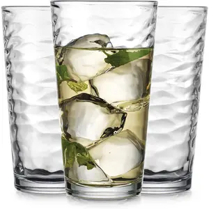 Drinking Glasses Set of 4 Highball Glass Cups, 17 Oz. Basic Cooler Glassware, ideal for Water, Juice, Cocktails, Iced Tea and more. Dishwasher Safe.
