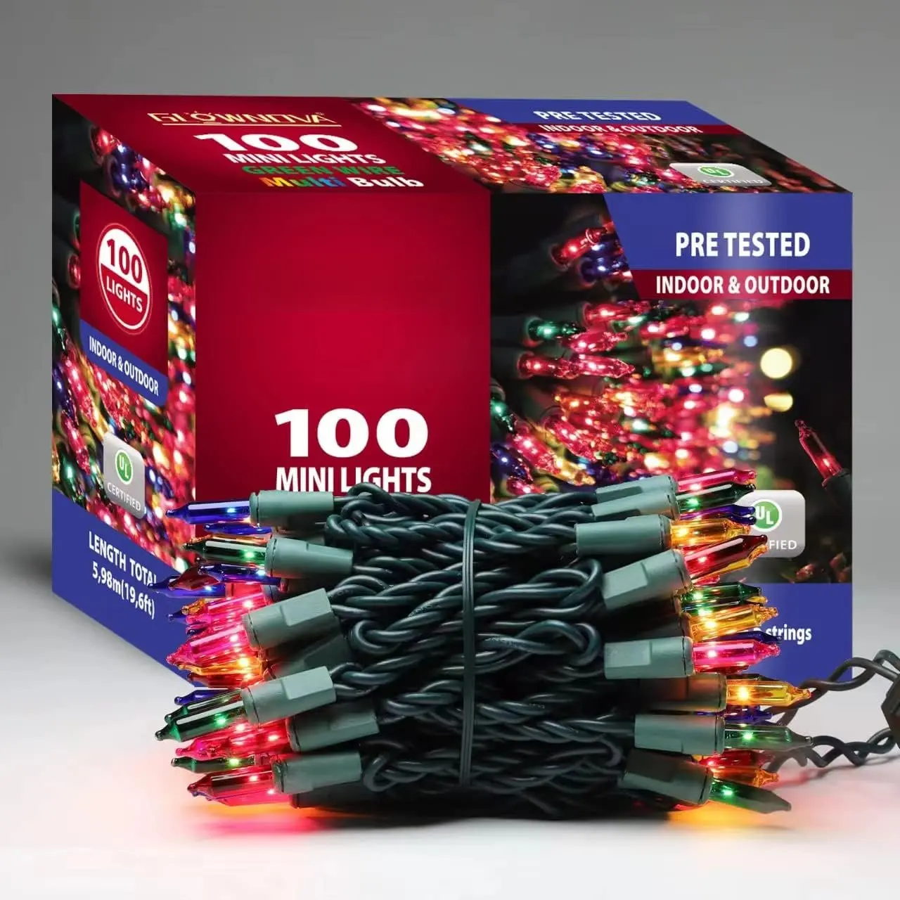 Green Wire,Multicolor,Incandescent Bulb 100 Mini String Lights for Indoor Christmas Tree Garland Birthday Wedding Party Festival Easter Decoration