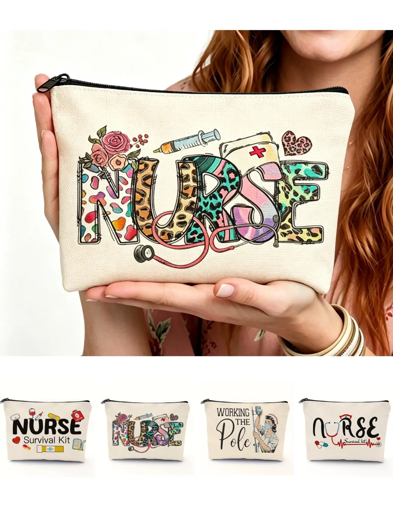 Nurse Organizer Bag, Cosmetic Pouch, Cosmetic Bag For Purse, Zipper Bag, First Aid Kit, Multi-Functional Wallet, Toothbrush Case, Pen Holder, Nurse Gift