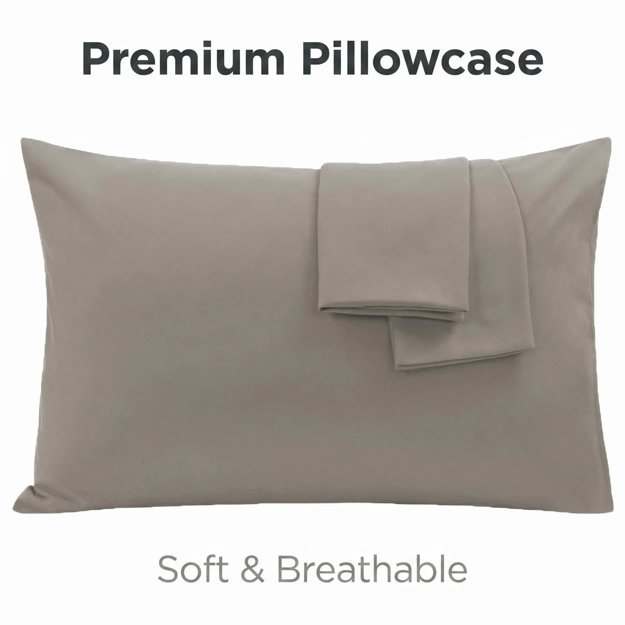 2-pcs Fleece Pillowcases, Premium Matte Solid Color, Breathable and Moisture-Wicking, Ideal for Home, Travel, Airbnb Decor