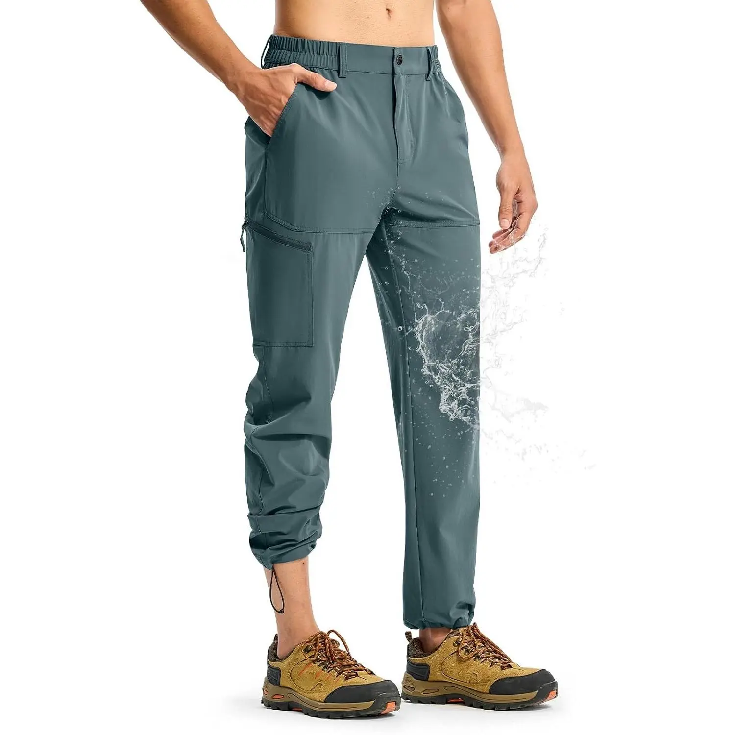 Men's Lightweight Hiking Pants Quick Dry 4 Pockets Stretch Water Resistant Travel Fishing Convertible Zip Cargo Jogger