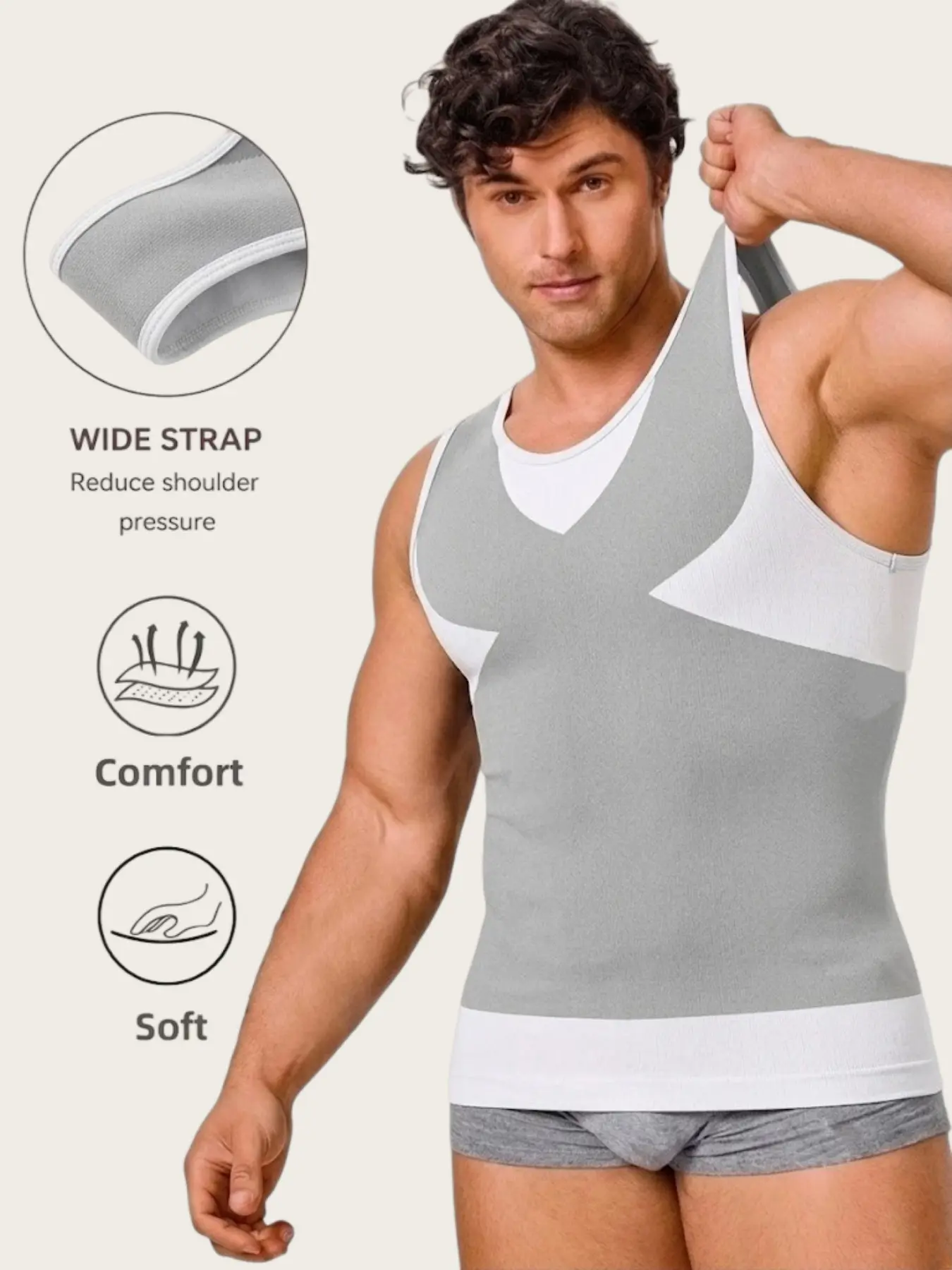 1 Count Men's Athletic Shaping Camisole, Tight Tummy Control Breathable Shaping Tank Top, Crew Neck Vest, Skinny Fit All-Season Body Shaper, Men's Slimming Sports Vest, Men's Body-Shaping Sportswear, Fitness Vest, Sporty Tank Top