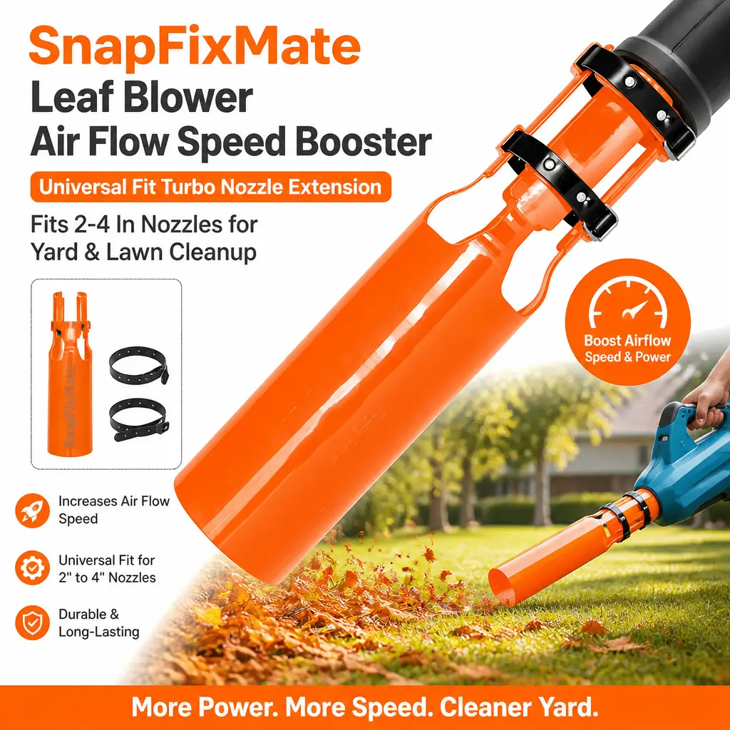SnapFixMate Universal Leaf Blower Turbo Nozzle Extension, Air Flow Speed Booster Attachment, Compatible with 2-4in Nozzles, Must-Have Garden Tool for Lawn & Yard Cleanup,built-in