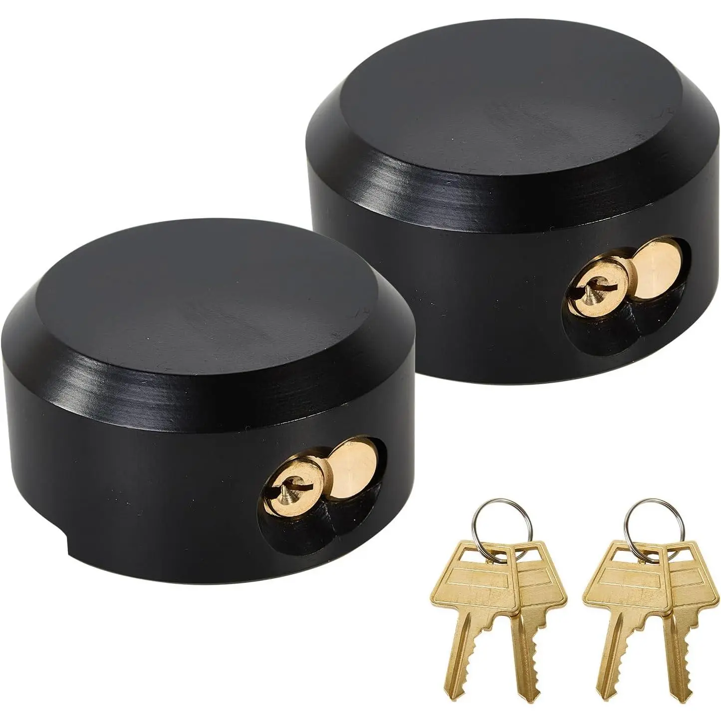 2 Pack Trailer Door Locks Keyed Alike Duty Hockey Puck Locks Reinforced Hidden Shackle Padlocks w/4 Keys Lock for Trailers Trucks Vans Shed