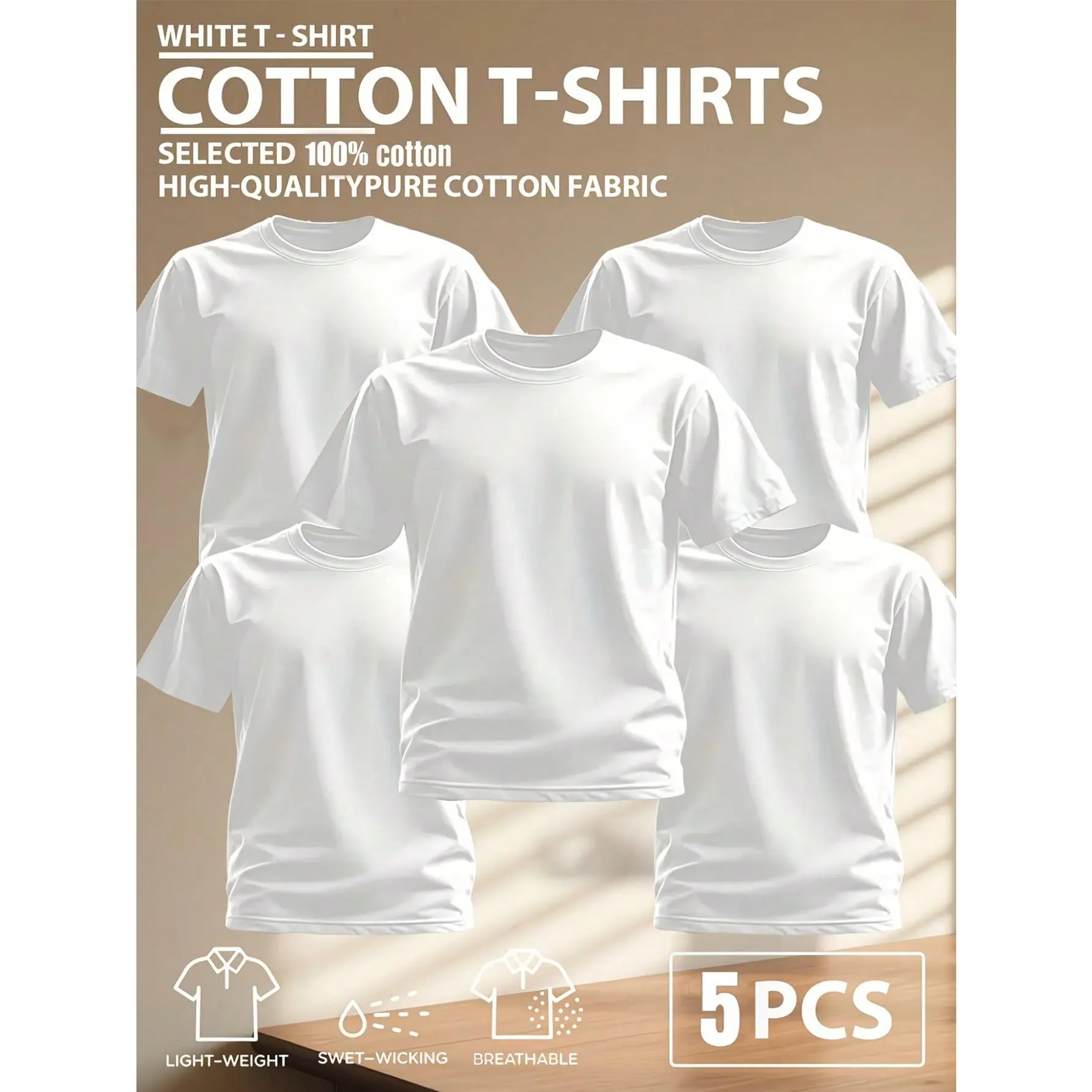 Soft pure cotton crew neck short sleeve T-shirt crafted with lightweight sweat-wicking breathable fabric, plain blank minimalist silhouette, versatile everyday basic staple to build clean casual outfits and elevate timeless minimalist mensfashion