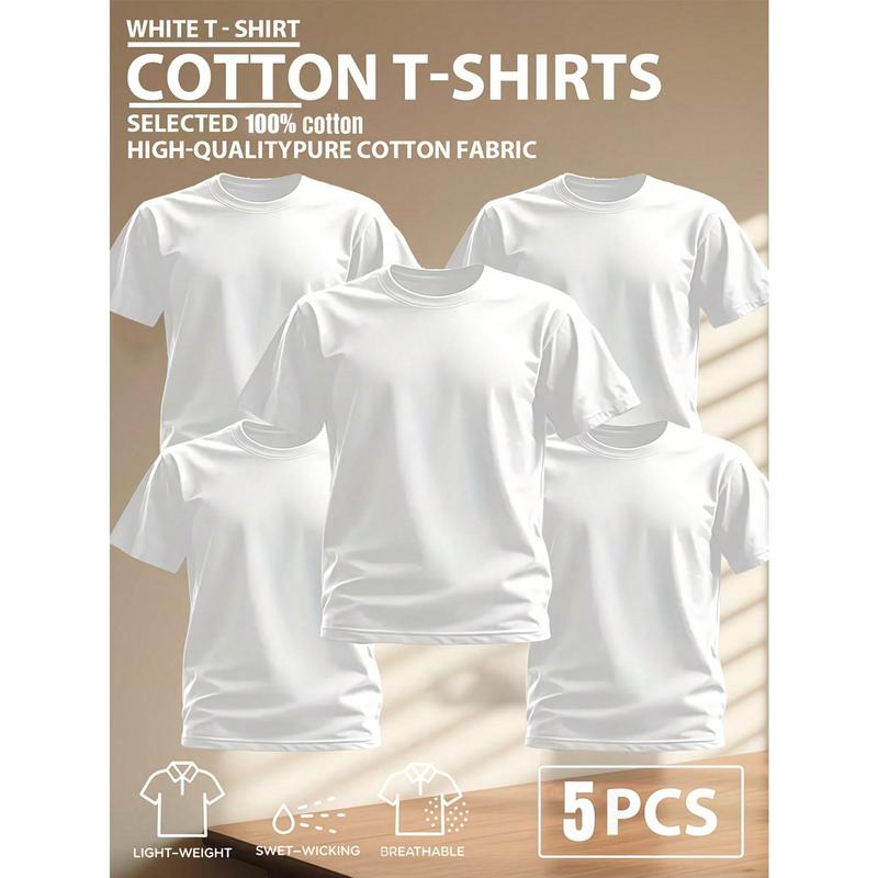 Soft pure cotton crew neck short sleeve T-shirt crafted with lightweight sweat-wicking breathable fabric, plain blank minimalist silhouette, versatile everyday basic staple to build clean casual outfits and elevate timeless minimalist mensfashion