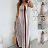 Women's Striped Round Neck Sleeveless Casual Long Dress, Lightweight Breathable Comfort Fit, Ideal for Daily Wear and Travel