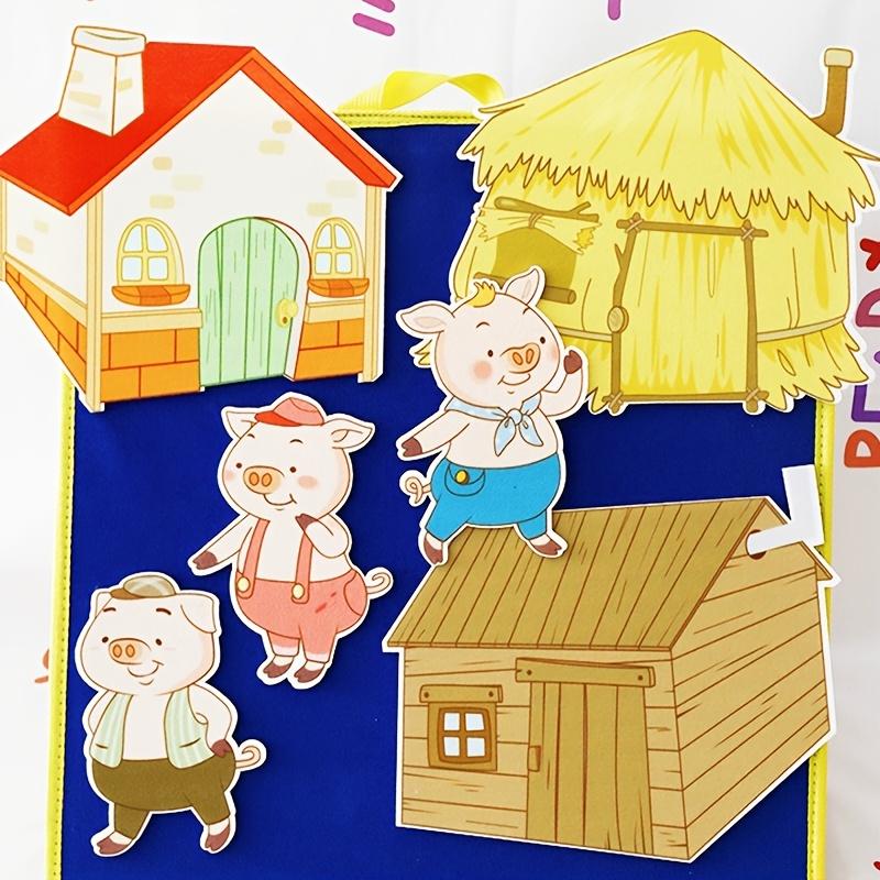 Three Little Pigs Build A House: Story-Themed Felt Teaching Aids, Role-Play Props, Interactive Classroom Supplies for Teachers, Back-to-School Teaching Tools