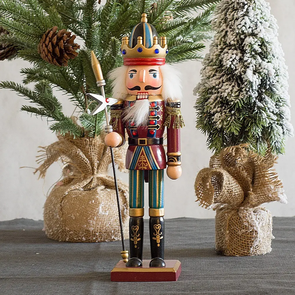 30cm Nutcracker Christmas Decoration, European Style Home Decor, Creative Handicraft Ornament, Walnut Doll Sculpture, Festive Gift Idea