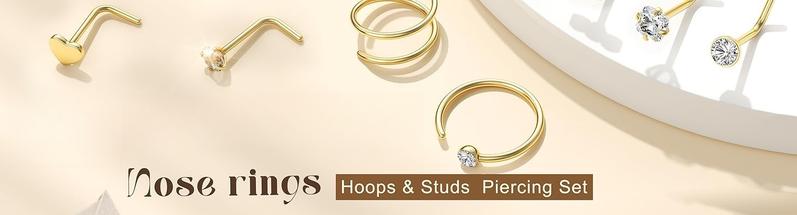 THUNARAZ 18 Pcs 14K Gold Filled Hoop L Shape Nose Rings for Women Men Hypoallergenic Stainless Steel Nose Studs Cute Heart Square CZ Nose Bone Screw Nostril 18g 20g Piercing Jewelry for Daily Outings Christmas Gift THUNARAZ 18 Pcs 14K Gold Filled Hoop L Shape Nose Rings for Women Men Hypoallergenic Stainless Steel Nose Studs Cute Heart Square CZ Nose Bone Screw Nostril 18g 20g Piercing Jewelry for Daily Outings Christmas Gift