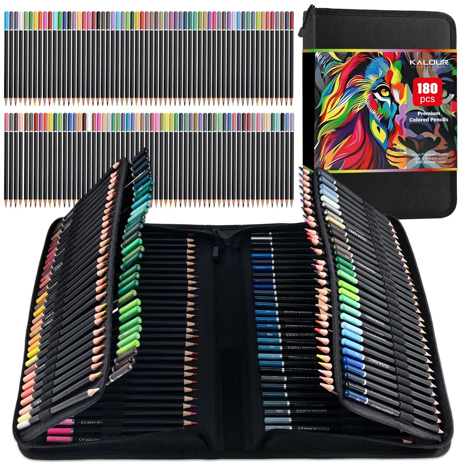 120/180 pcs Colored Pencils Set for Adult Coloring Books, Soft Core Oil-Based with Zipper Case, Art Supplies, Art Kit, Creative Tools, Coloring Pencils for Artists Drawing Sketching Blending Shading, Creative Craft Kit, Crafting Kit