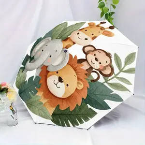 Animal Party Folding Umbrella, Automatic Handheld Design, Portable Outdoor Accessory, Perfect Gift for Christmas and Birthday