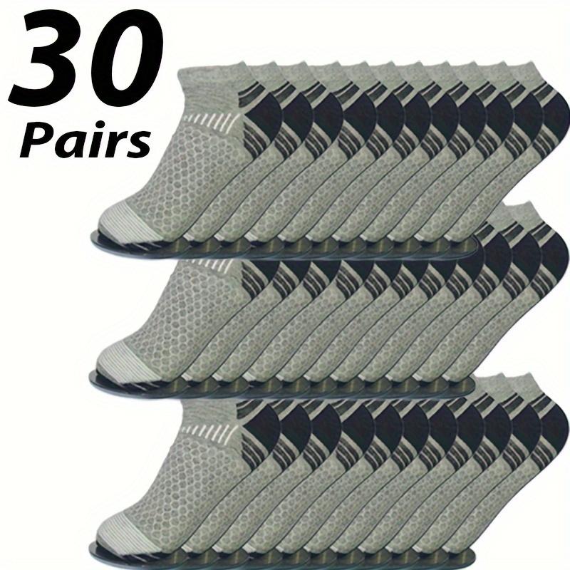 30Pairs Unisex Youth Crew Socks, Polyester Knit Fabric, Low Cut Ankle Boat Socks for Teens Basketball, Volleyball, Football - Soft, Breathable, Hand Washable, Suitable for All Seasons