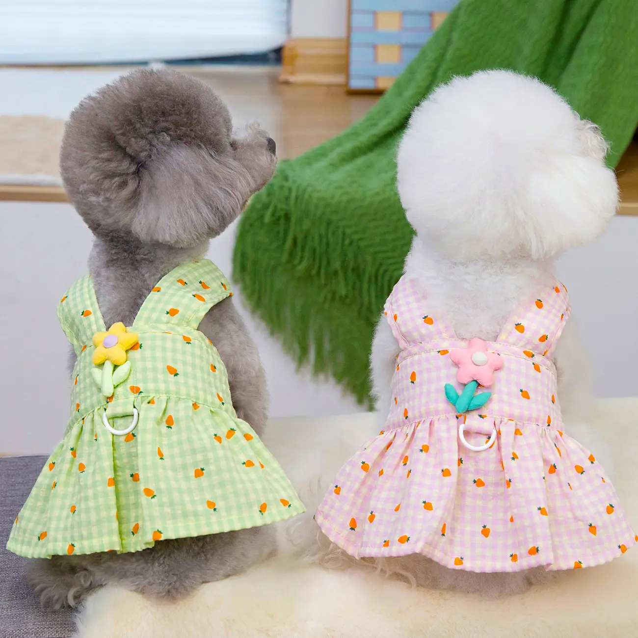 Fresh Style Pet Plaid Camisole Dress with Ruffles for Small Dogs and Cats, Sweet Vest Dress