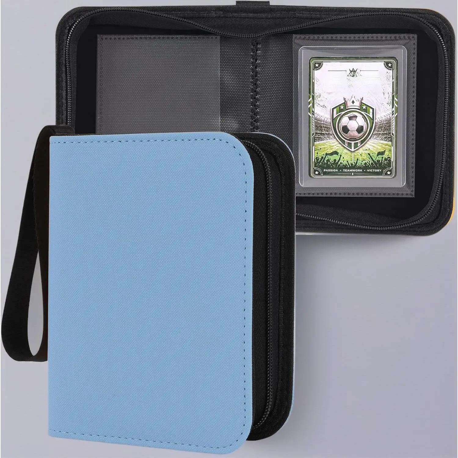 Toploader Card Binder - Portable Zippered 1-Pocket Top-Loader, 40-Pocket Small Album & Organizer for 3x4 Rigid Holders, TCG, Baseball & Basketball Sports Cards, Trading Card Organizer