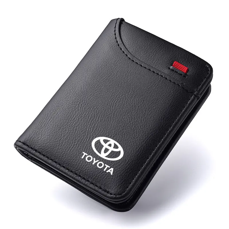 Car Emblems Soft Wallet Leather Mini Credit Card Holder Purse Portable Small Wallet For Toyota Corolla Camry RAV4 Yaris Hilux Crown TRD Prius Auris Auto Accessories