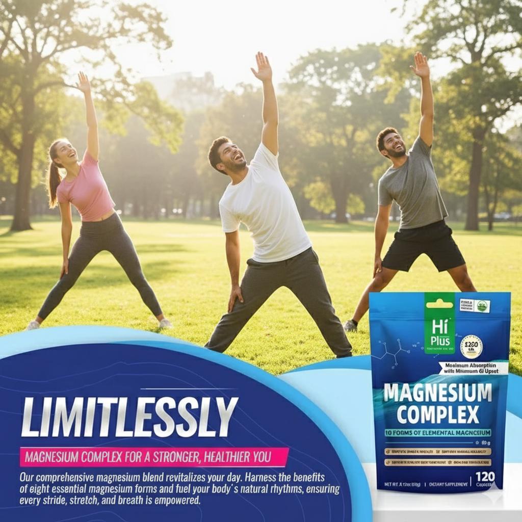 HiPlus Magnesium Complex 10 Essential Magnesium Supplement 1200mg Supports Energy and Relaxation for Active Fitness, Dietary Routine, and Muscle Wellness, 120 Capsules