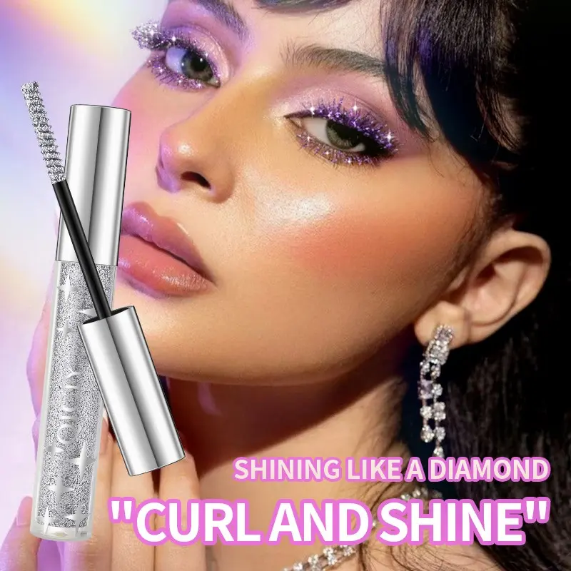 QICIY three-color glitter mascara set, sparkly pearlescent vibrant lash base, waterproof and sweat-proof with curled shaping, a must-have for stage, party, and gathering makeup, Voluminous Lengthening Mascara