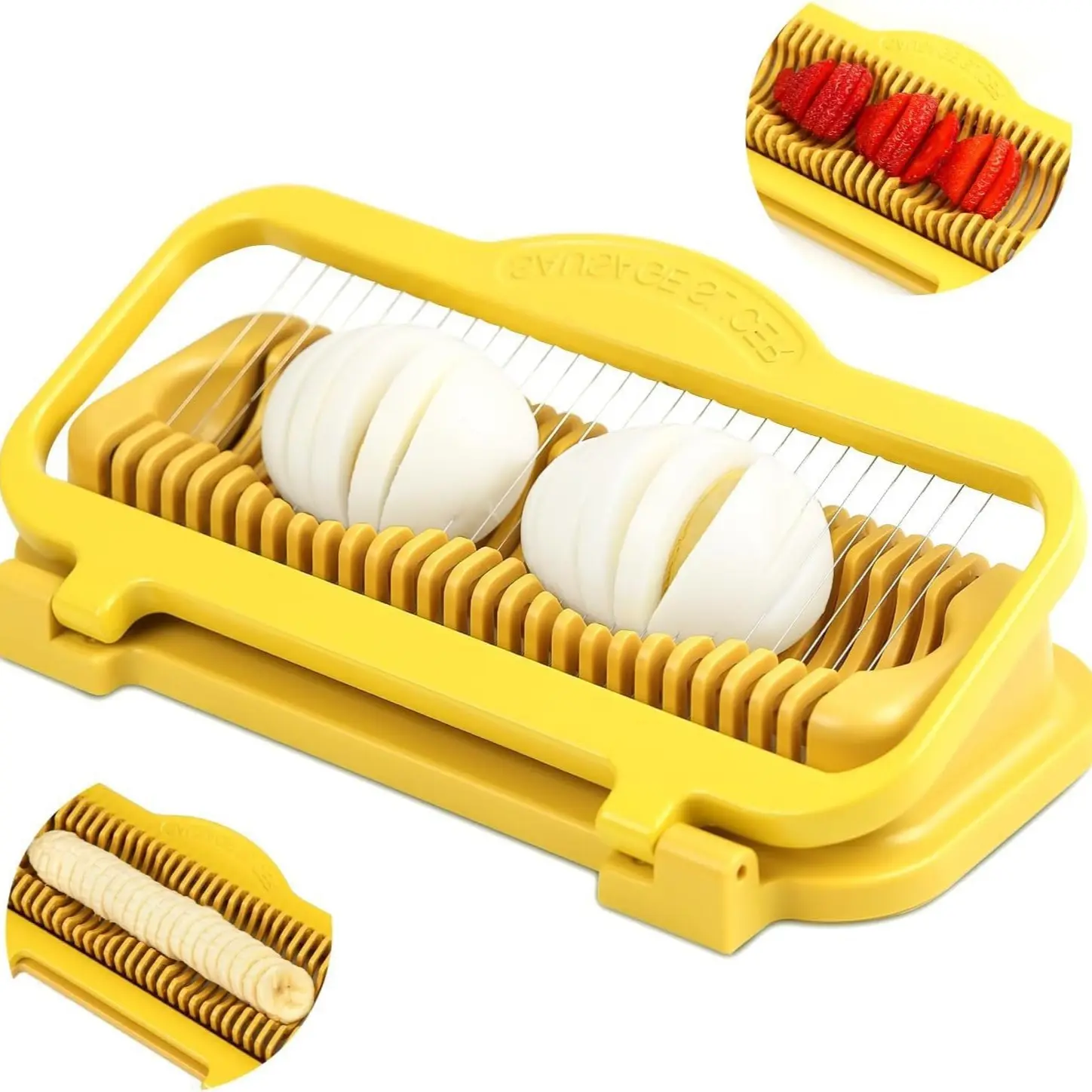 Egg Slicer, Large Banana Slicer, Stainless Steel and Aluminum Wire, Strawberry Slicer, Multi-Functional, Dishwasher Safe, Multifunctional Kitchen Slicer, Kitchen Fruit Utensil