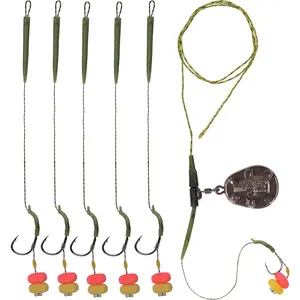 Carp Fishing Hair Rigs Accessories Set Carp Sinker Weights Bait Rig Swivels Hooks Corn Bait Leader Rigs for Bass Catfish Fishing Tackle