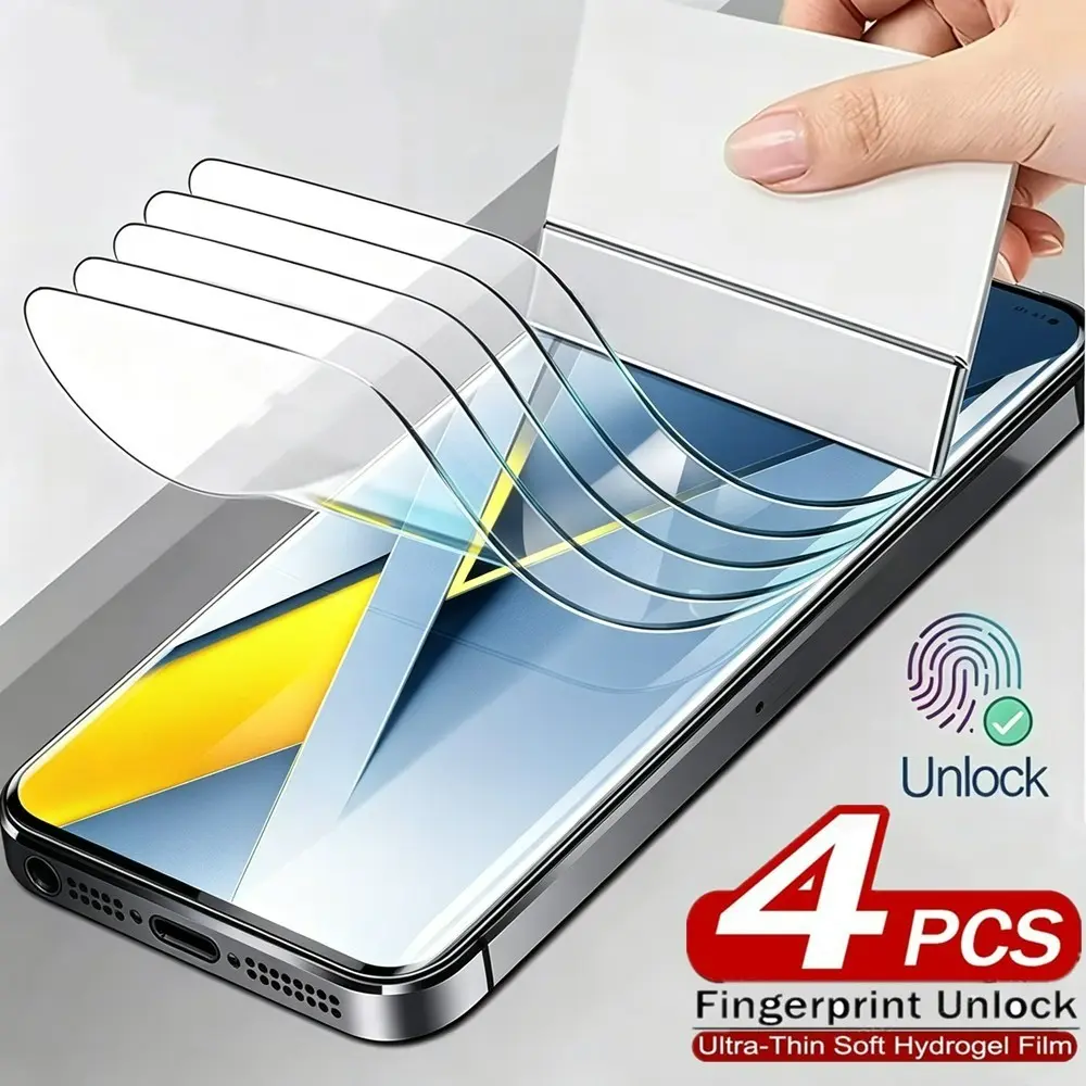 4Pcs Hydrogel Film For Xiaomi Poco X8 Pro Max X8 Pro, Soft Transparent Full Coverage HD Screen Protector Film For Xiaomi Poco M8 M8 Pro F8 Pro F8 Ultra X7 X7 Pro F7 Pro F7 Ultra Touch Sensitive High Definition