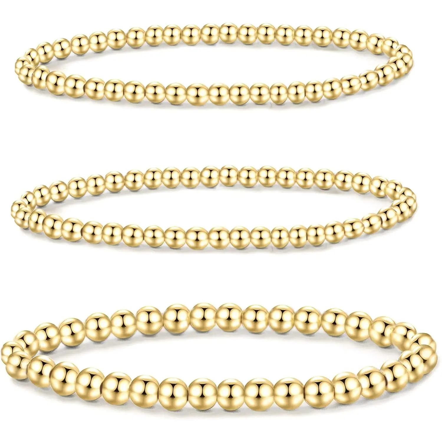 & Plated Stretch Beaded Bracelets Stack Set for Women Non Tarnish |  Small  Beaded Bracelets Cute  Sets Trendy with Pulseras Para Mujer Stackable Copper Bracelet Gifts