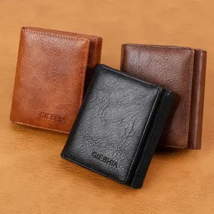Men’s Luxury RFID Blocking Trifold Wallet - Genuine Light Brown Cowhide Leather - Dual ID Windows & Card Slots