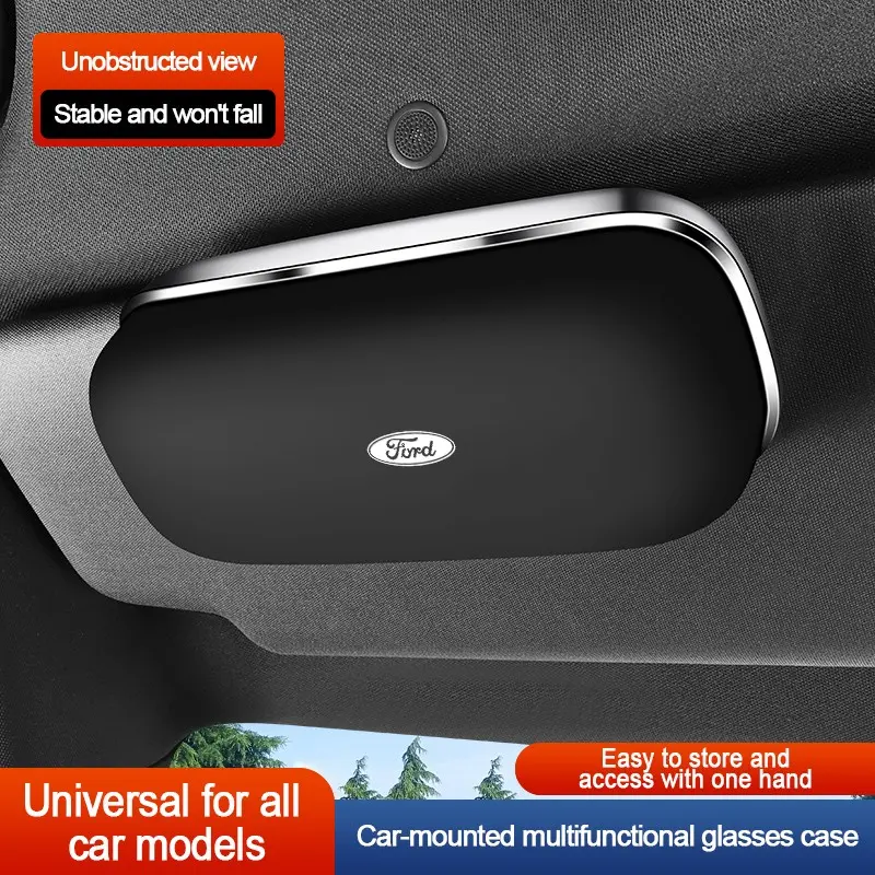 Vehicle Eyeglasses Storage Case, Sun Visor Mounted Sunglasses Organizer, Applicable to Ford Escape Explorer Bronco Bronco Sport Mustang Mustang Mach-E F-150 Maverick Ranger Edge Expedition, Daily Use Automotive Interior Supplies