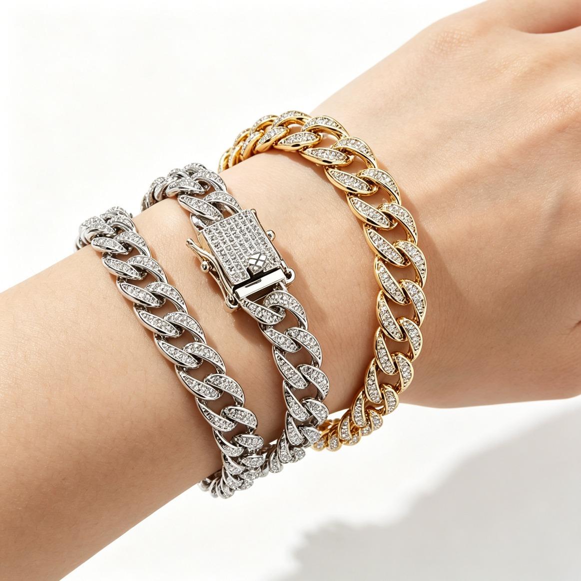 Luxury S925 Moissanite Diamond Cuban Chain Bracelet Necklace Full Diamond Women Men’s Jewelry Hip Hop Bling Gift