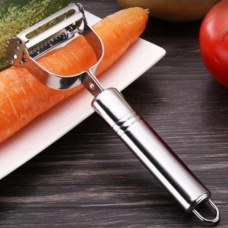 [Multi-Functional] Stainless Steel Multi-Functional Fruit & Vegetable Peeler | 1pc | Stainless Steel | Manual Slicer, Grater, And Shredder | Kitchen Tool for Home, RV Cooking, And Dorm Rooms | Dorm Cooking Essentials | Compact Slicer