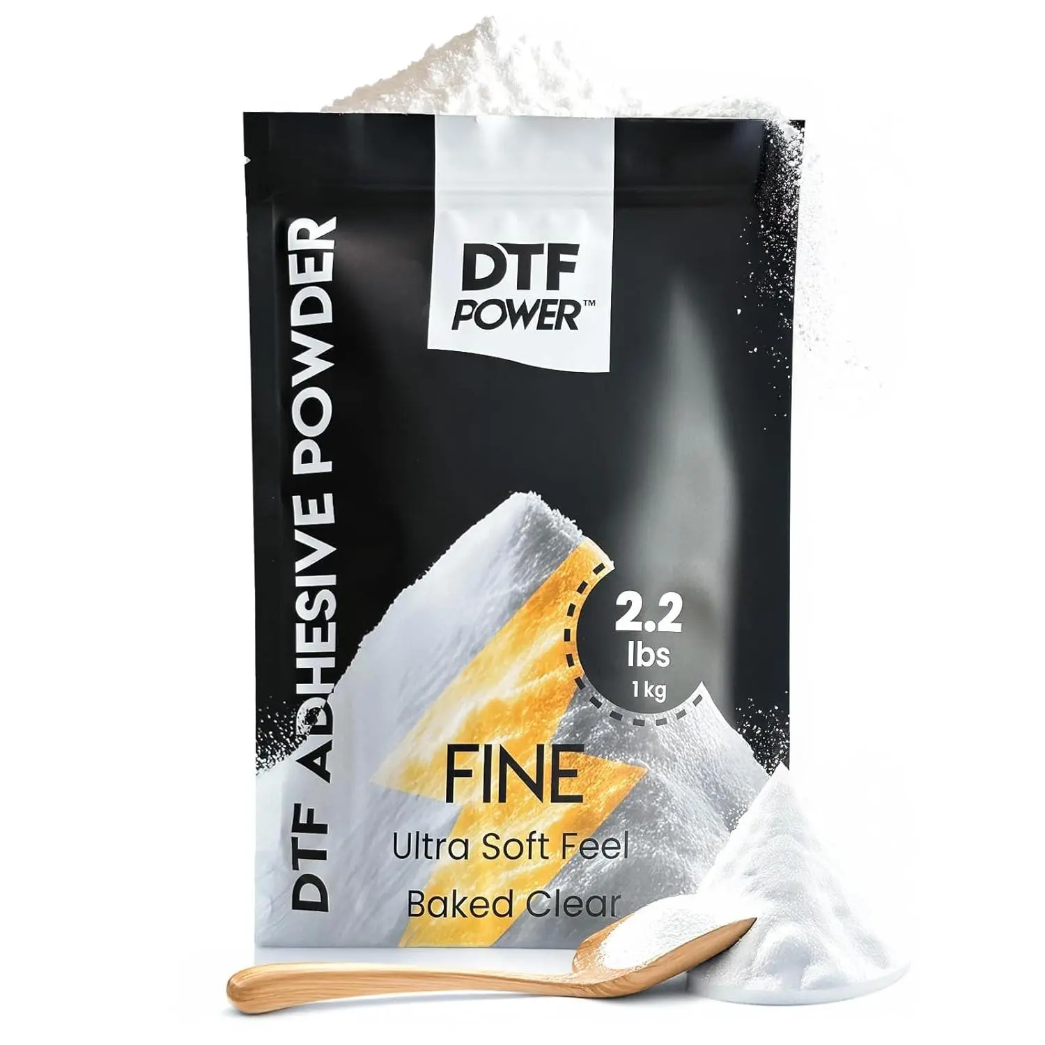 Baked Clear Soft Feel DTF Hot Melt Adhesive PreTreat Transfer Powder for All Garments, Fits All DTF and DTG Printers 2.2 lbs