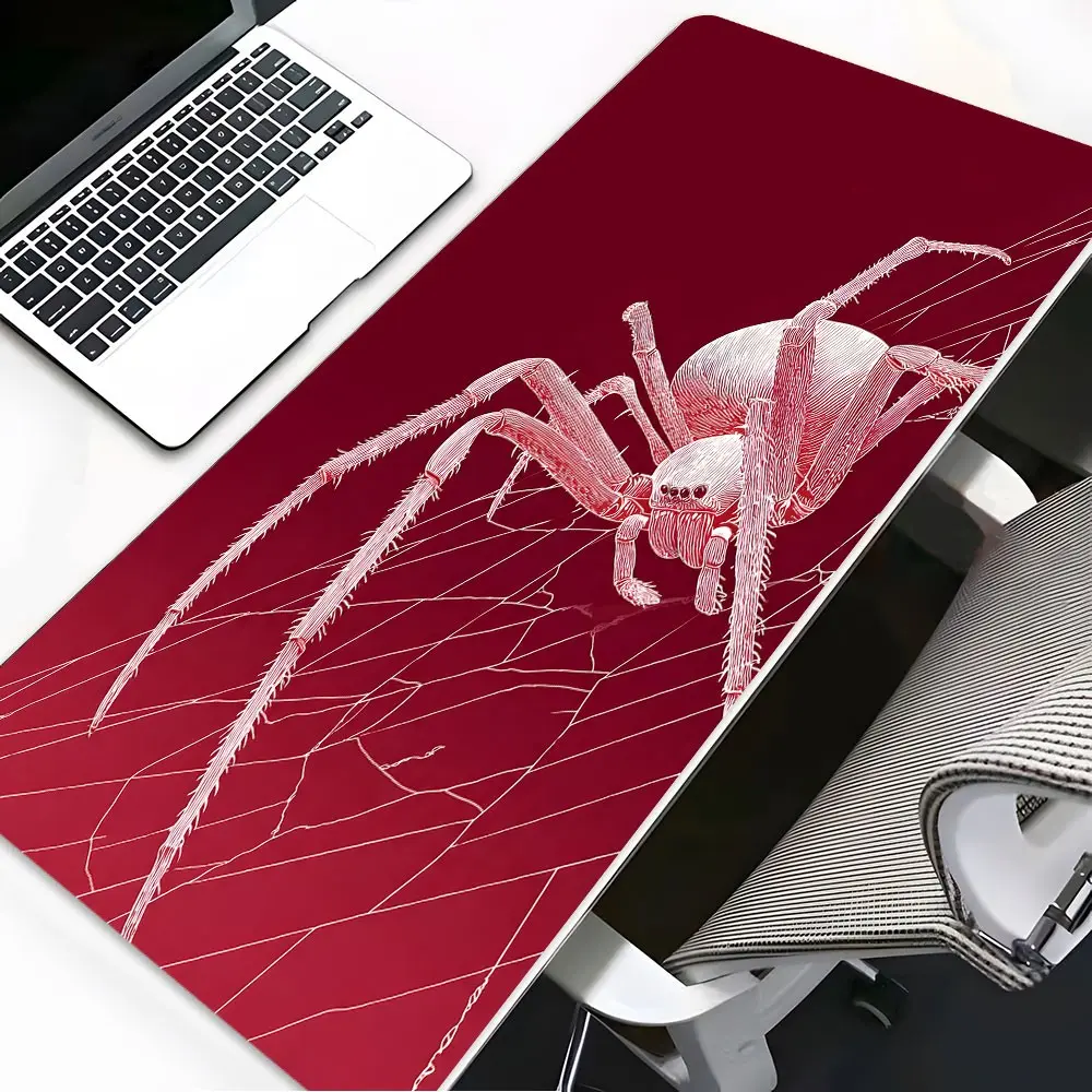 Spider Web Print Large Gaming Mouse Pad Gothic Line Art Style Decor Design Stitched Non-Slip Rubber Base Smooth Top Desk Surface Protection For Gaming Station Office Work Desk School Student Desk , Perfect For Gamers & Office Staff