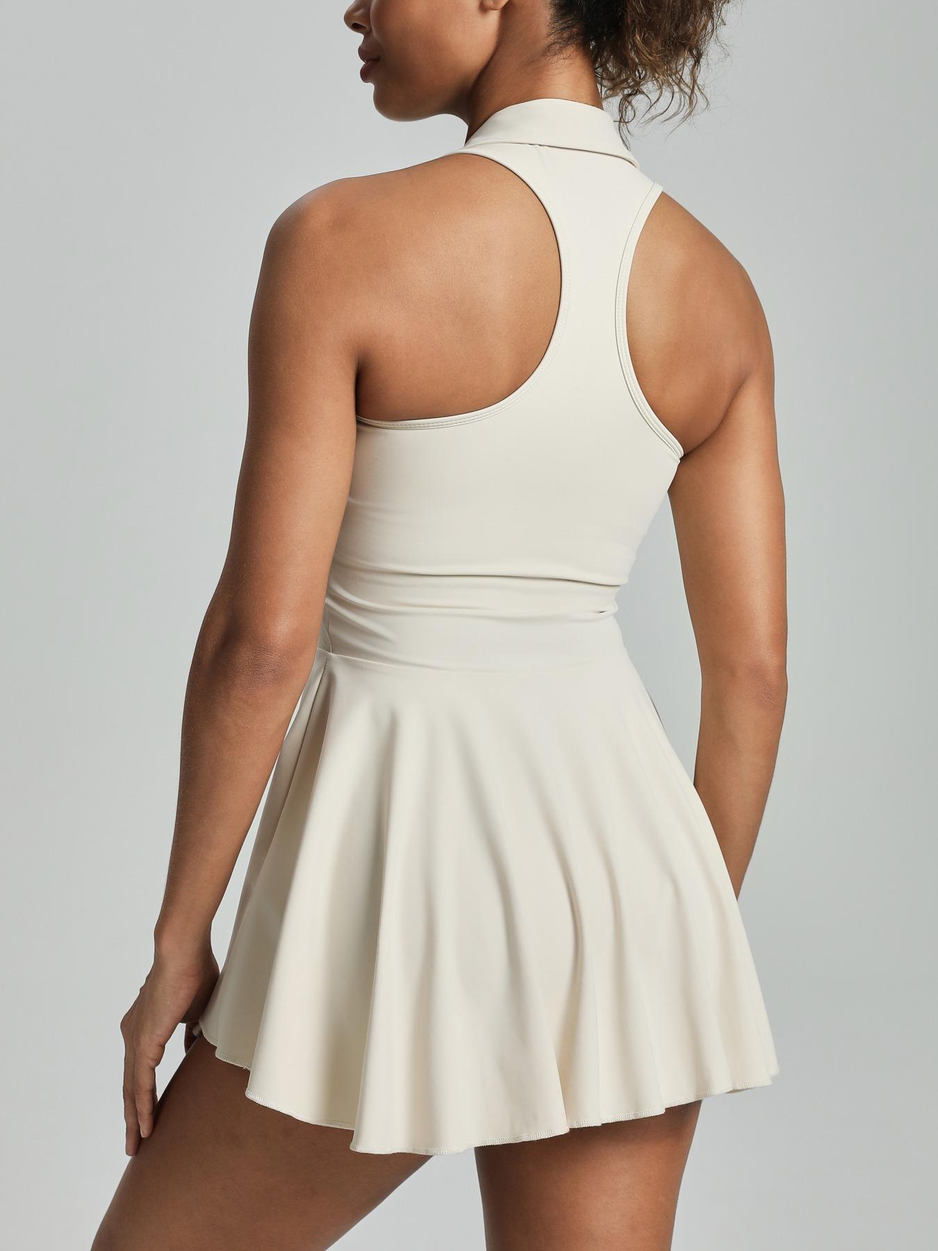 Women's Solid Color Pleated Tennis Dress with Collar & Free Matching  Shorts, Casual Sleeveless Athletic Dress for Daily Outdoor Sport, Ladies  Sportswear for Summer, Tennis Attire - TikTok Shop