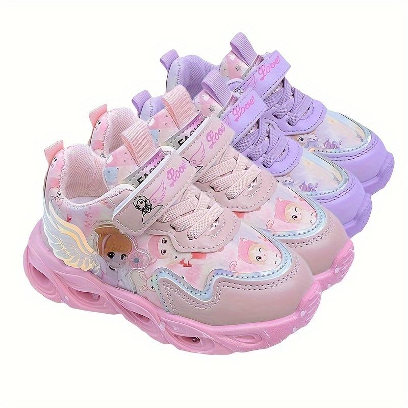 Girls' Light-Up Shoes Princess Strap Glow-in-the-Dark Sneakers for Kids Children's Sports Shoes with LED Lights and Fun Designs