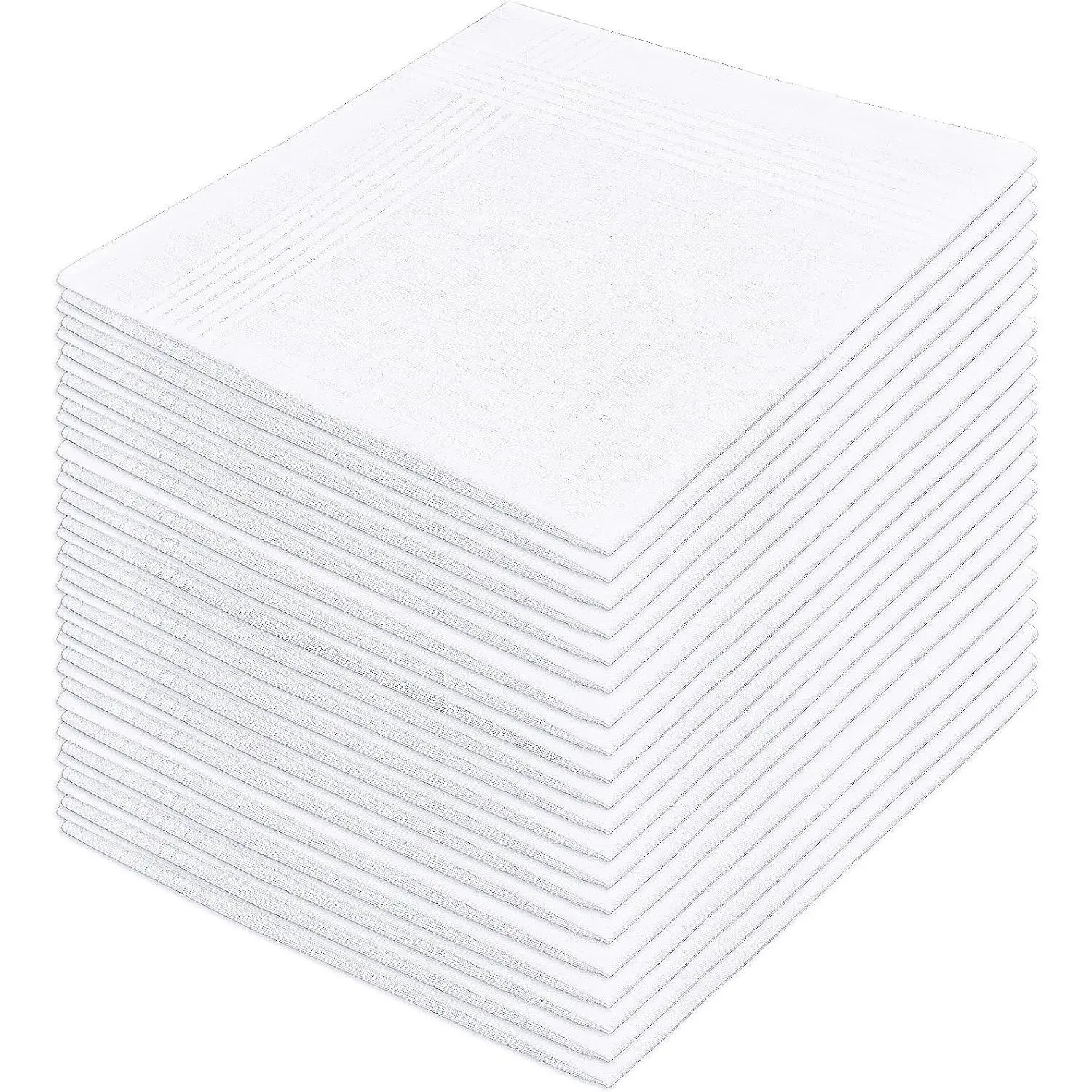 20 Pcs White Cotton Men's Handkerchiefs & Pocket Squares, Large Soft 100% Cotton Hankies for Suits, Bulk Mens HandkerchiefGift