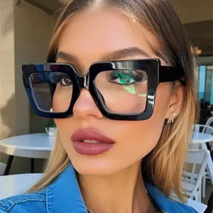 Unisex Full-Rim Retro Square Wide Blue Light Glasses (1-Pair) - High-Quality PC Frame, Lightweight Comfortable, UV Protection, Suitable for Daily Wear & Outdoor Activities, Blue Lights Glasses