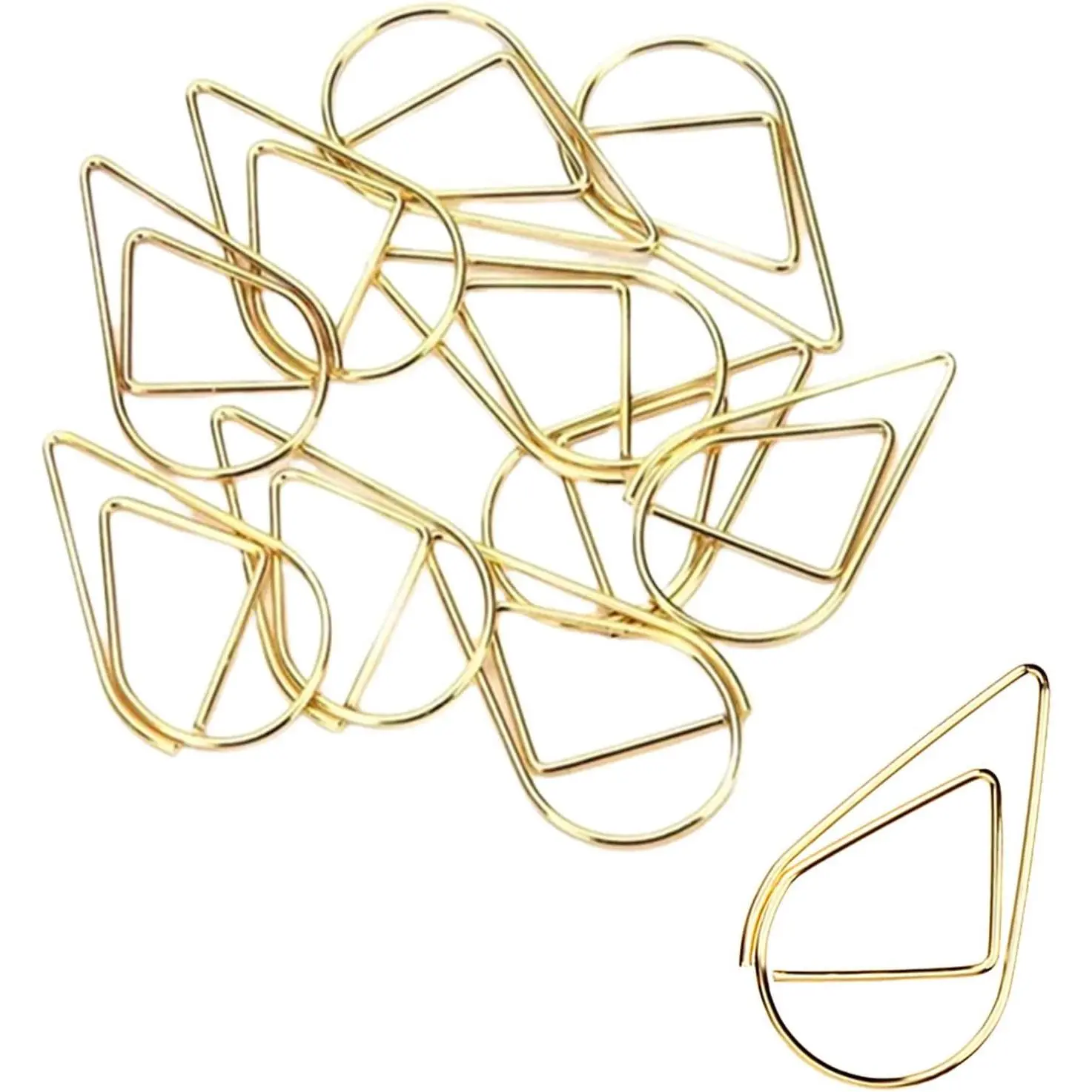 100-Count Small Golden Stainless Steel Shaped Paperclips, 15x25mm Office Fasteners for Memo Paper, Photos, Bookmarks