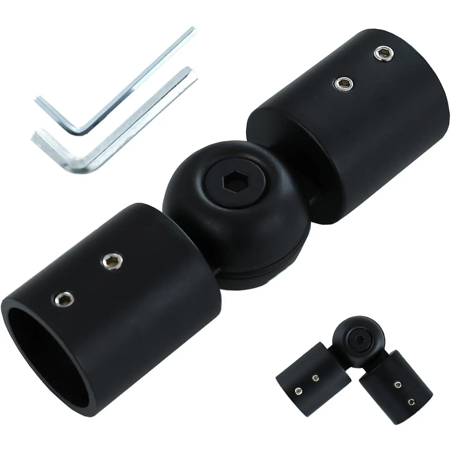 1" Window Corner Curtain Rod Connector 1 pcs Black, Adjustable Curtains Pole Hinged Elbow Rods Extender for Bay Window Curtain Rods or Corner Drapery Blinds Rods