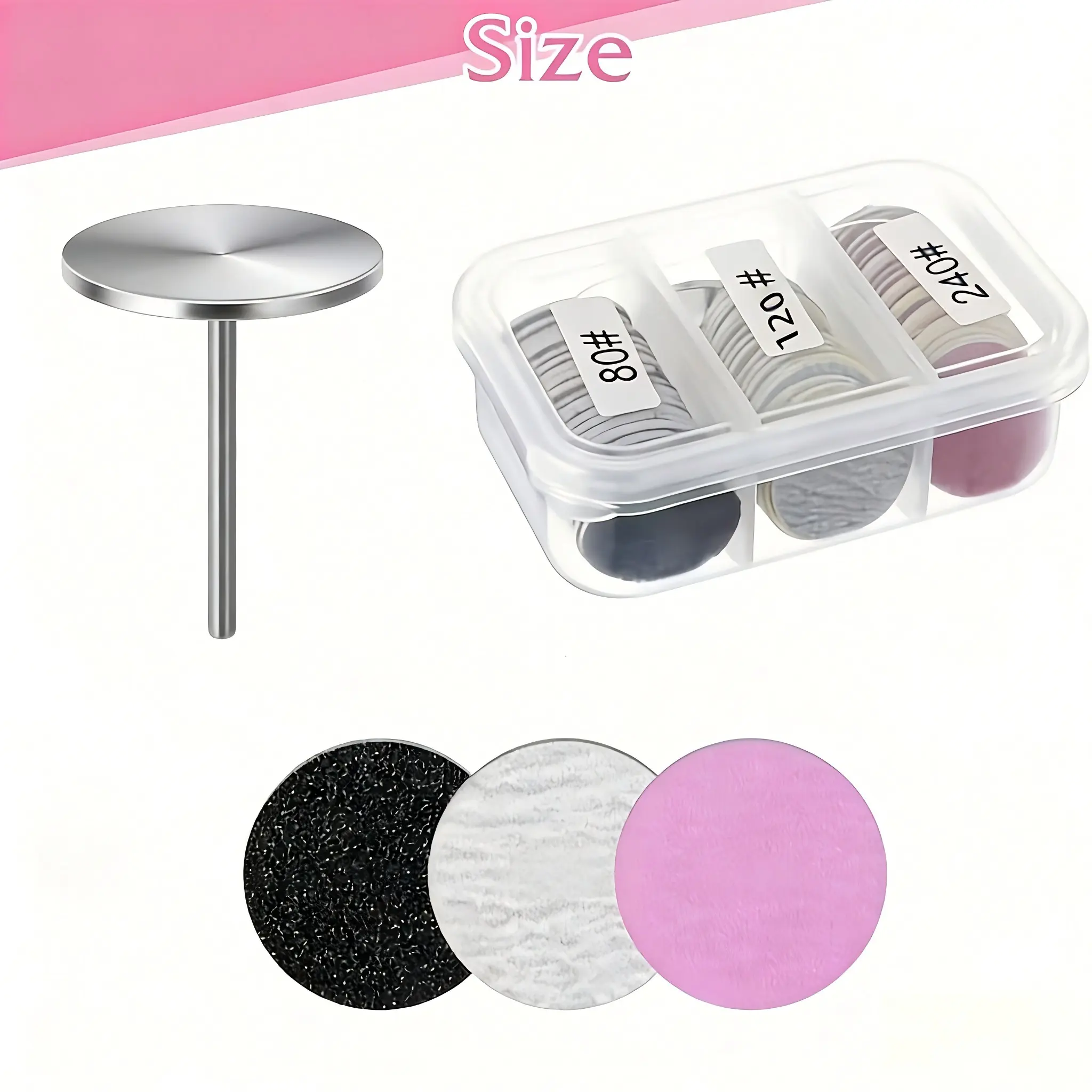 60 Sheets Sandpaper + 1 Metal Disc, 25mm Nail File Replacement Set, Electric Foot Care Machine Dead Skin Remover Drill Bits, Nail Tools, Grits #80 #120 #240