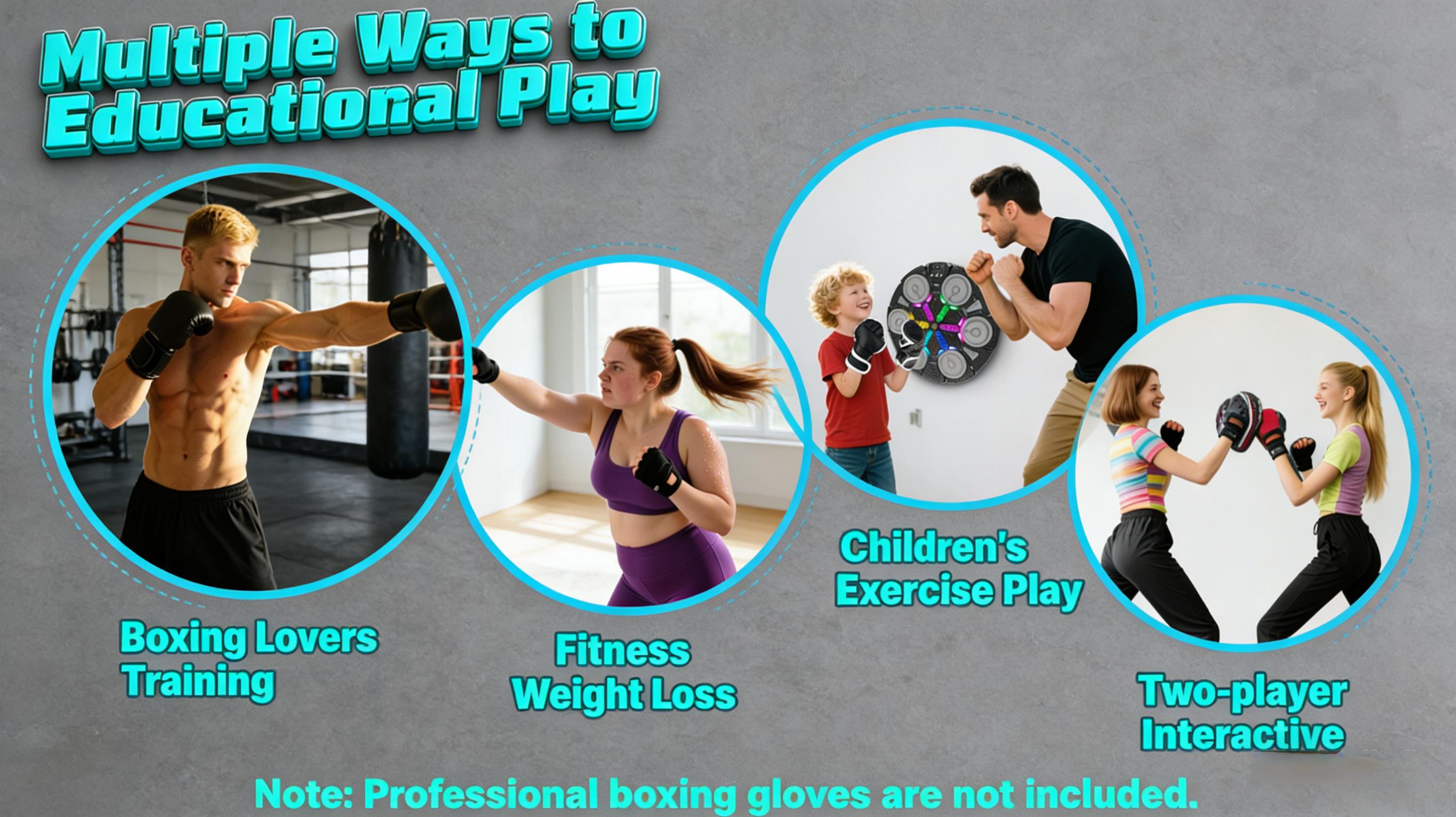 Music Boxing Machine for Kids and Adults, Wall Boxing Punching Pad with Bluetooth & Rhythm Lights, 3 Speed Modes, Home Fitness Boxing Equipment with Gloves for Boys Girls Teenagers