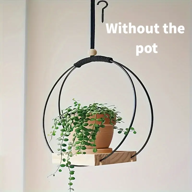 1pc - Bohemian Macrame Plant Hanger with a Base - Stylish Indoor Hanging Planter Suitable for Wall, Window, And Room Decoration - Chic Bohemian Design - Durable And Versatile - Does Not Include Pot And Plants