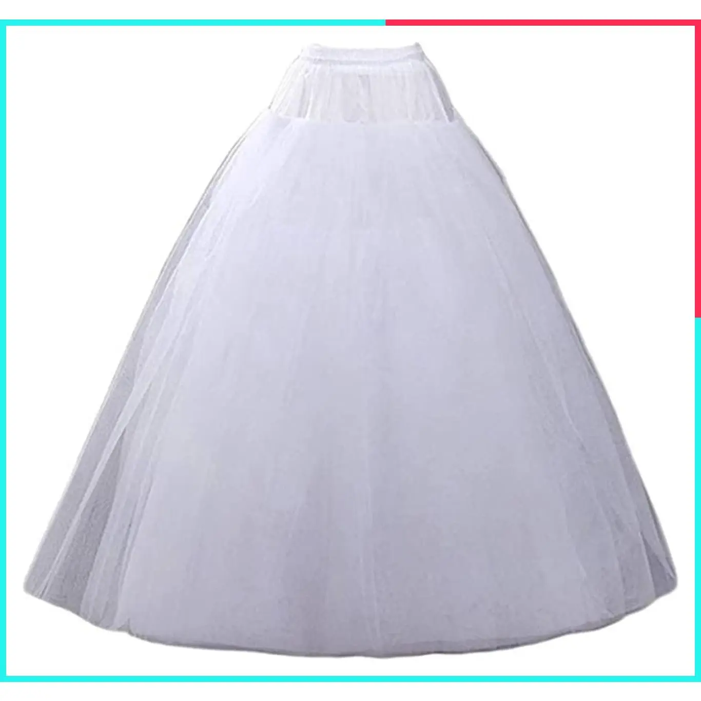Plus Size 4-Layer Hoopless A-Line Petticoat Crinoline Underskirt with Polyester Lining & Nylon Tulle Elastic Waist Floor Length Lightweight for Wedding Prom Quinceanera Evening Gowns