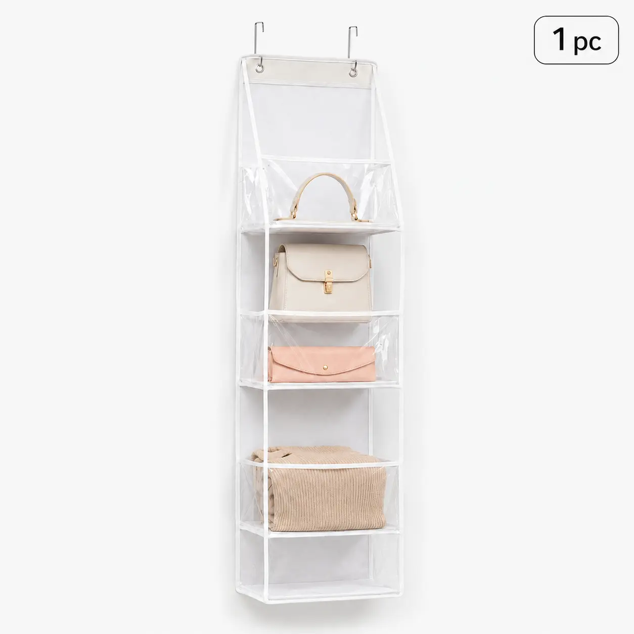 4-Tier Hanging Beauty Organizer, Clear View Over The Door Storage for Cosmetics, Skincare, Toiletries & Daily Essentials,Kraft