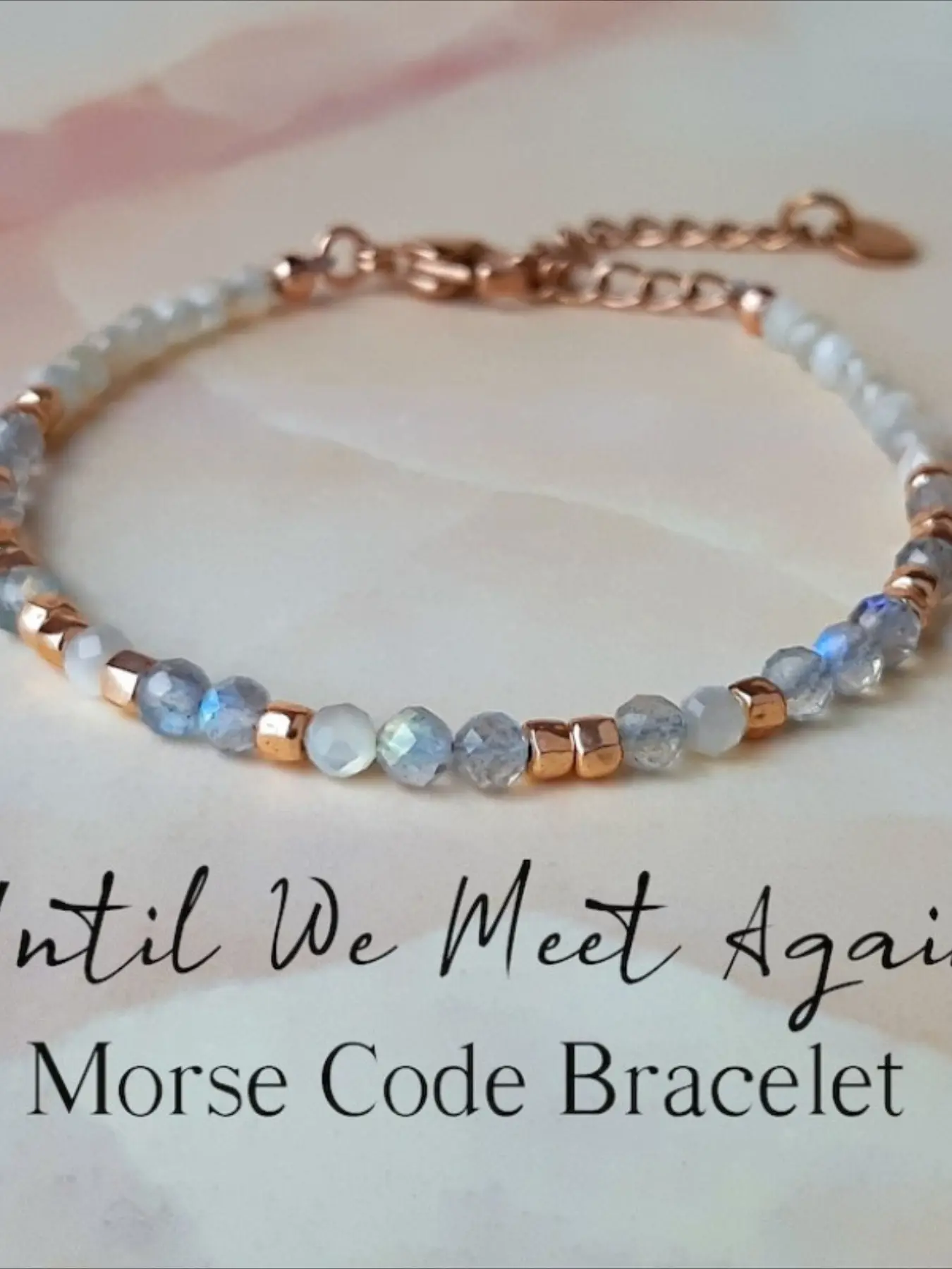 Natural Stone Morse Code Bracelet Minimalist Beaded Jewelry Gift