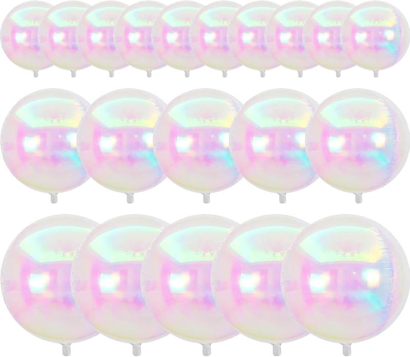 Glitter Aluminum Foil Balloons 20 Different Sizes 22 Pack 12inch 10inch Large Round Aluminum Foil Sphere 4D Inflatable Mirror Ball Polyester Film Balloons Suitable for Wedding Anniversary Birthday Disco Party Decoration