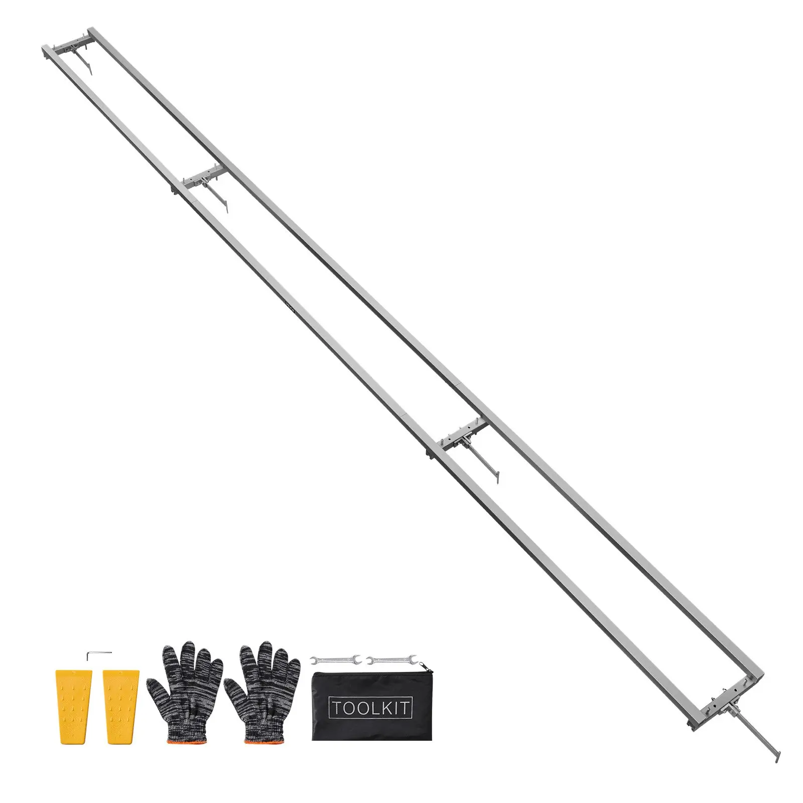 【toolupgrade】VEVOR Clamp-On Rail Mill Guide System, 12 ft, 4 Crossbars, Aluminum Chainsaw Mill Kit with 2 Wedges, Anti-Pinches, Adjustable for Woodcutting Hardwoods, Ideal for Builders
