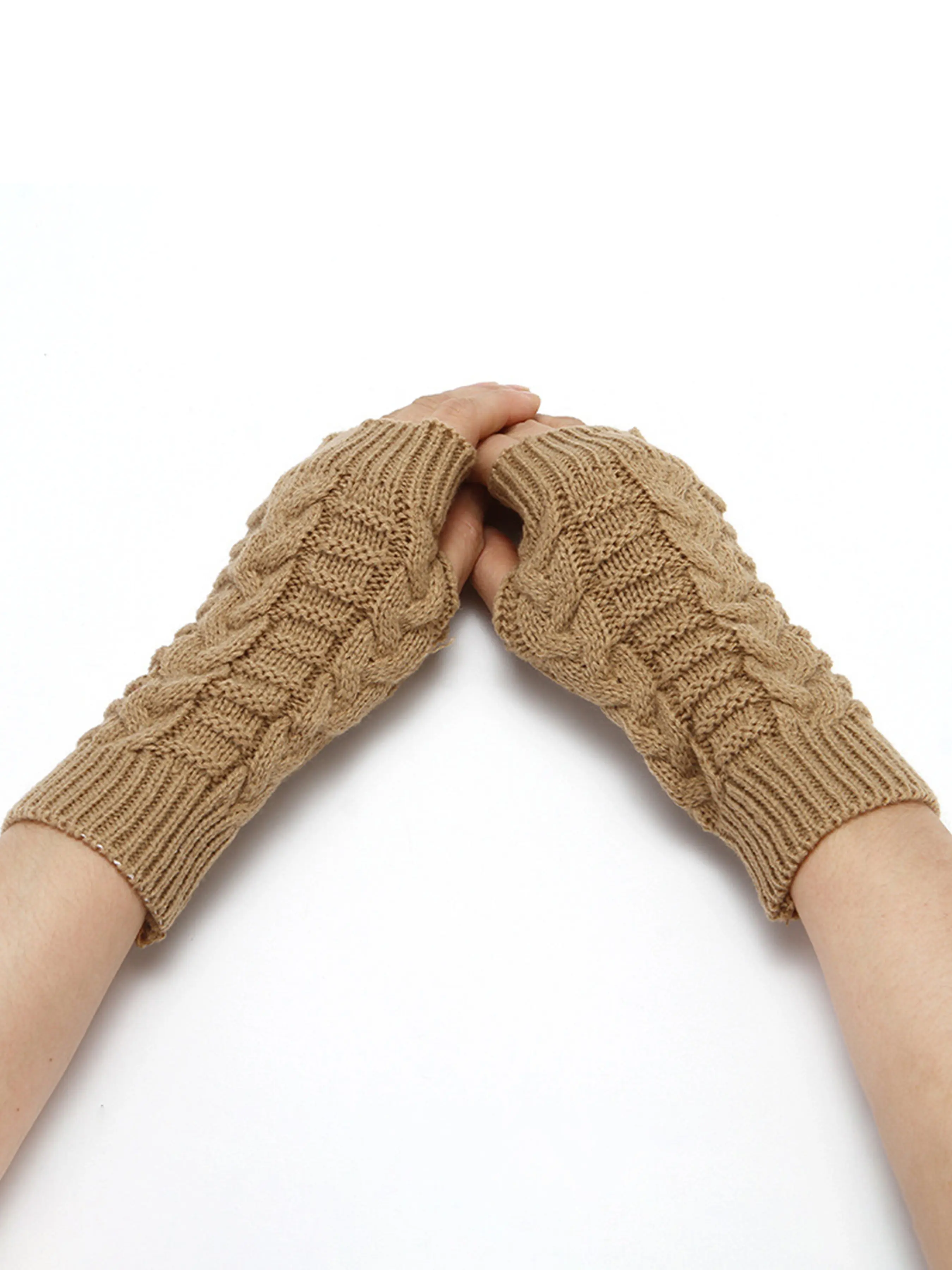 Knitted Half-Finger Gloves for Women, Winter Knit Crochet Mitts for Men and Women, Extended Warm Knit Fingerless Gloves, Long Wrist Sleeves