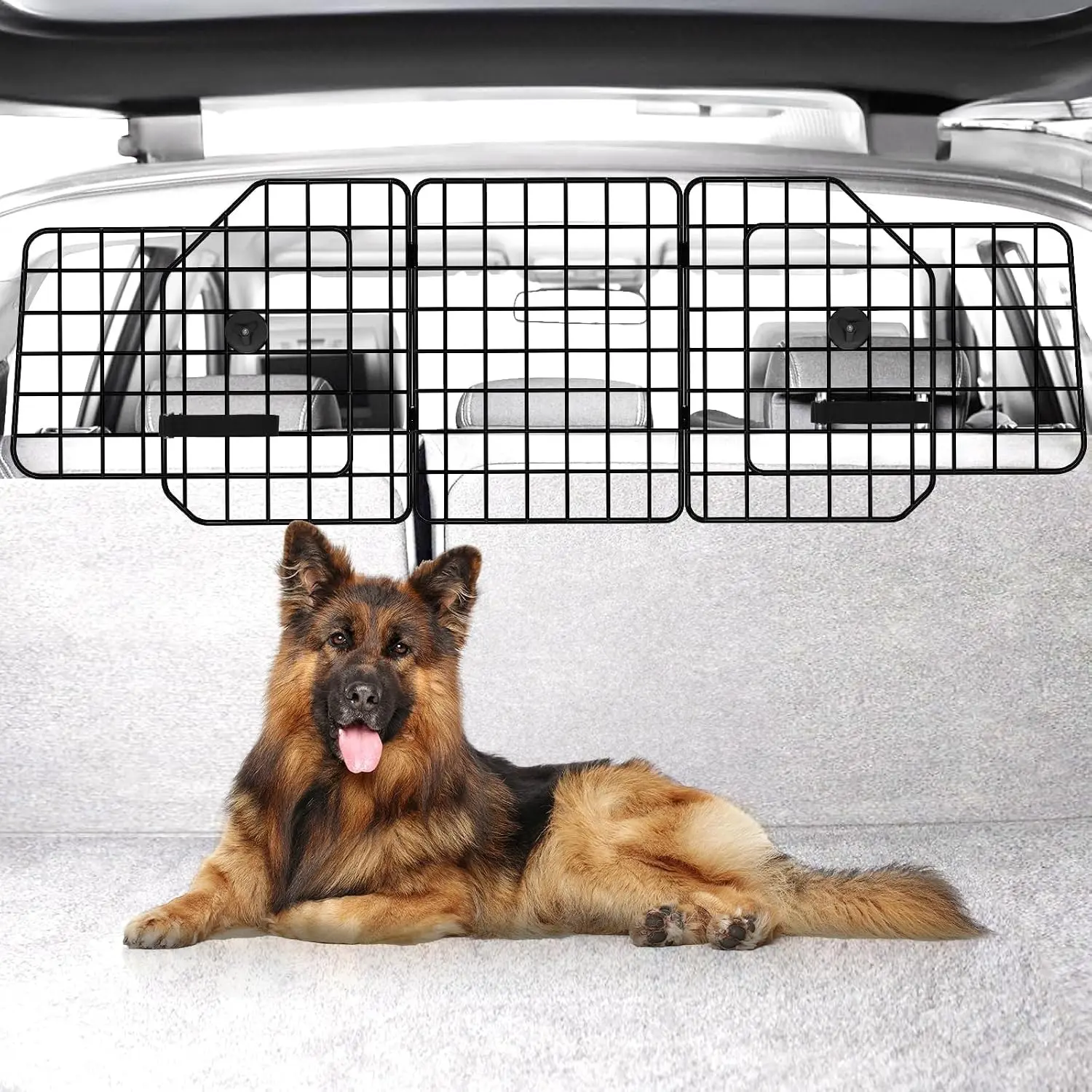 Universal-Fit Adjustable Dog Barrier for SUVs, Cars, Trucks, Heavy-Duty Wire Mesh Guard Pet Divider, Back Seat Dog Separator Gate for Cargo Area, Safety Car Travel Accessories