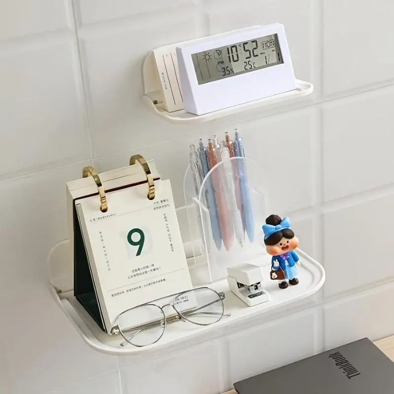 1pc Foldable Wall-mounted Shelf, For Bathroom, Toilet, Kitchen, Bedside, Dorm Room, No Drilling Phone Storage, Wifi Router Storage